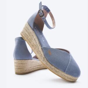 VISCATA Formiga Blue Espadrille Ankle Strap Wedges Size 11 (42) Summer Casual